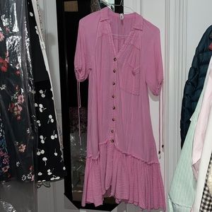 Free people, hot pink, gauze maxi dress. Size XS (fits like a small)